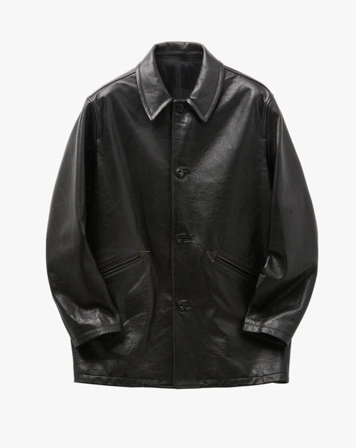 Chevron Stitched Cow Leather Car Coat