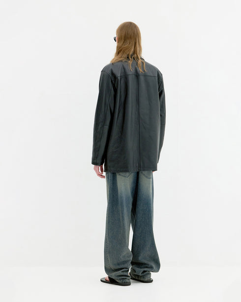 Chevron Stitched Cow Leather Car Coat