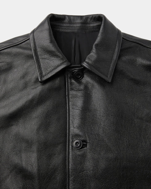 Chevron Stitched Cow Leather Car Coat