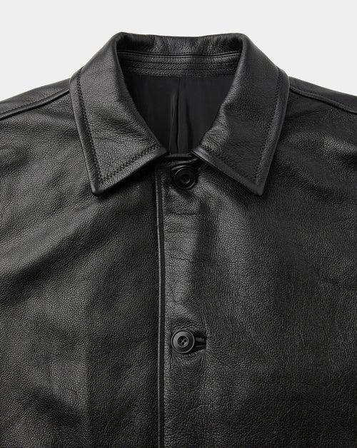 Chevron Stitched Cow Leather Car Coat