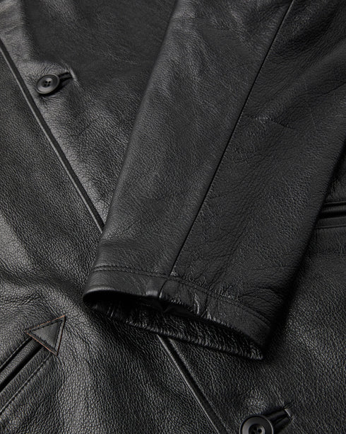 Chevron Stitched Cow Leather Car Coat