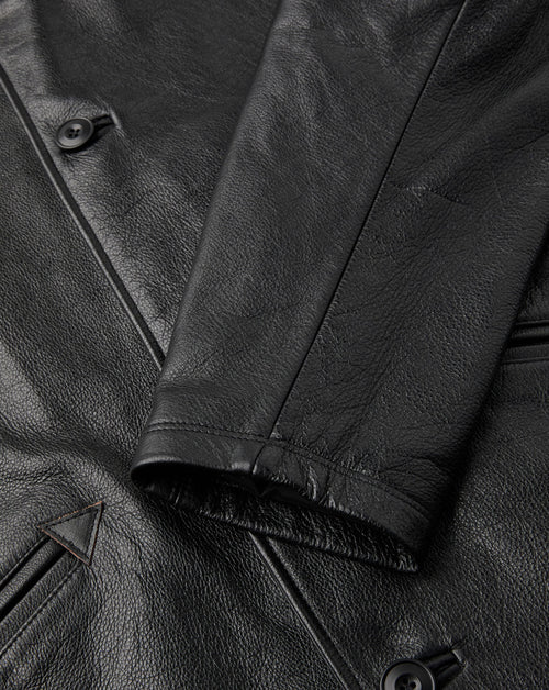 Chevron Stitched Cow Leather Car Coat