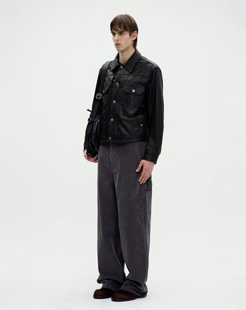 Goat Skin Pocket Trucker Jacket