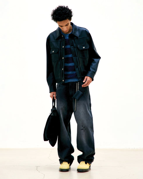 Goat Skin Pocket Trucker Jacket