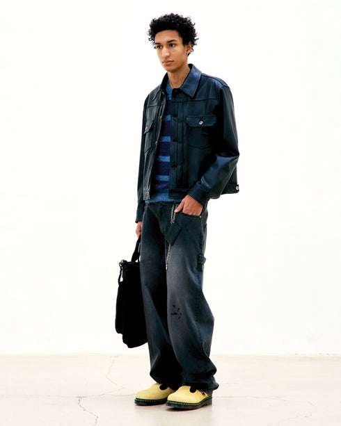 Goat Skin Pocket Trucker Jacket