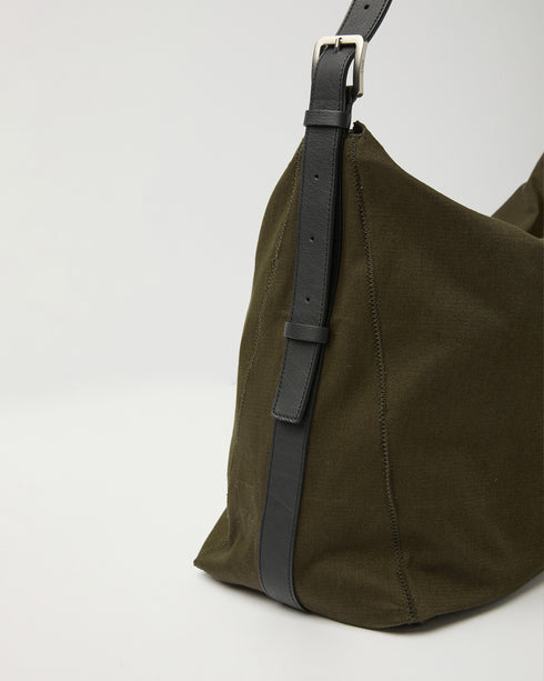 Leather Trim Crossbody Bag