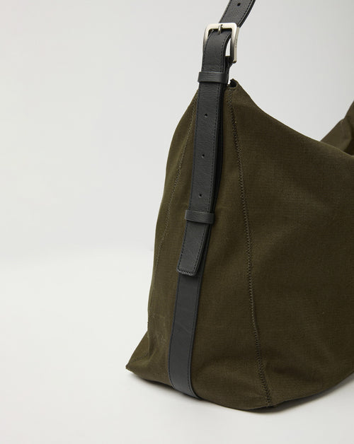 Leather Trim Crossbody Bag