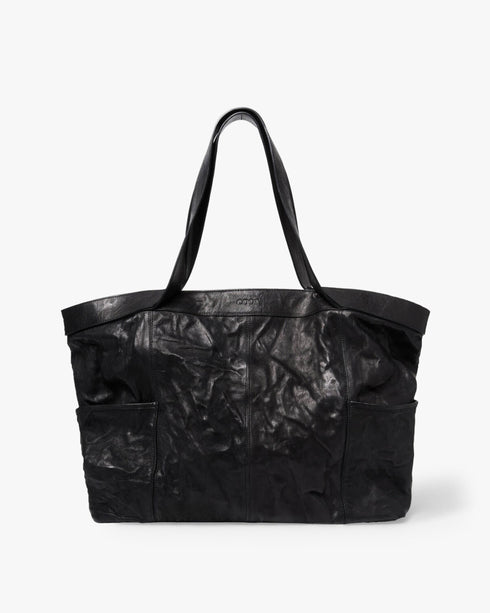 Multi Pocket Crinkled Lambskin Tote Bag