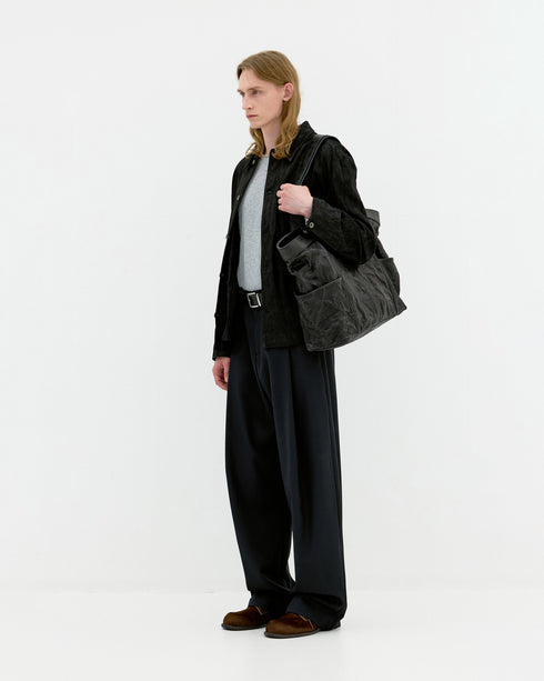 Multi Pocket Crinkled Lambskin Tote Bag