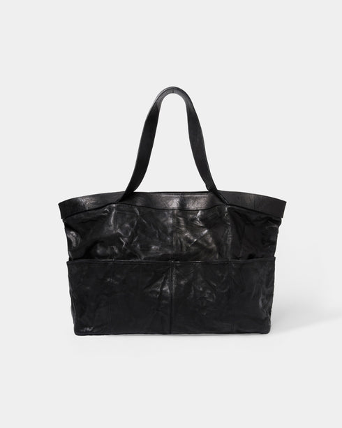 Multi Pocket Crinkled Lambskin Tote Bag