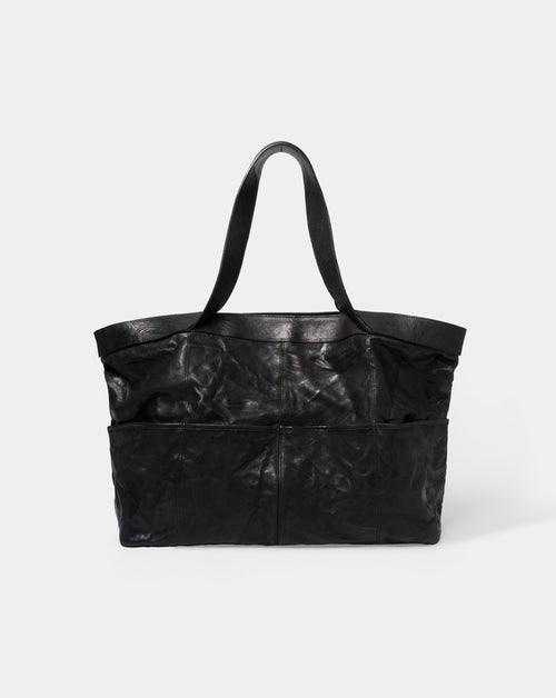 Multi Pocket Crinkled Lambskin Tote Bag