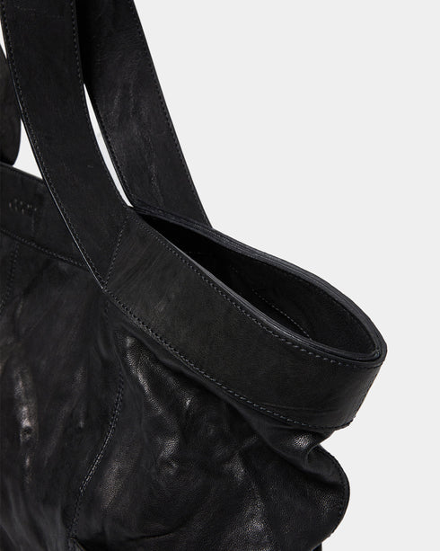 Multi Pocket Crinkled Lambskin Tote Bag