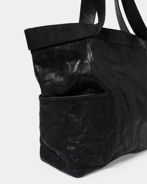 Multi Pocket Crinkled Lambskin Tote Bag