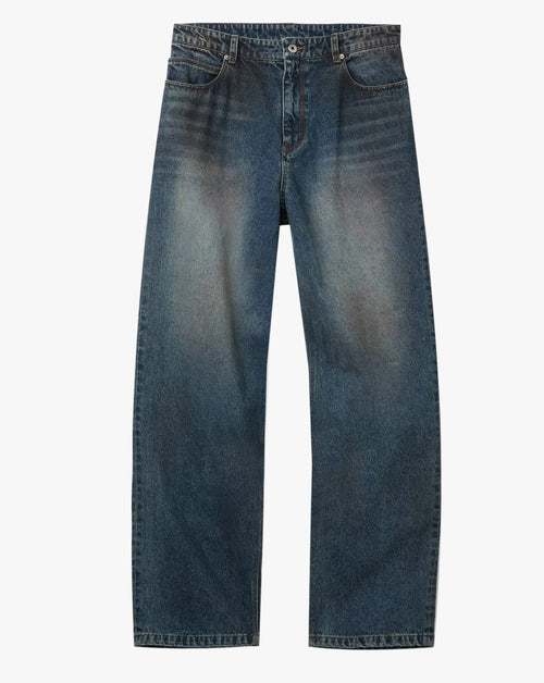 Straight Cut Dirty Wash Indigo Jeans