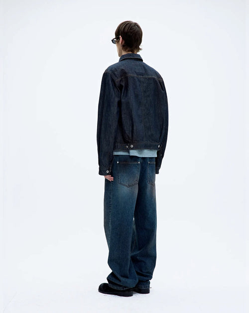 Straight Cut Dirty Wash Indigo Jeans