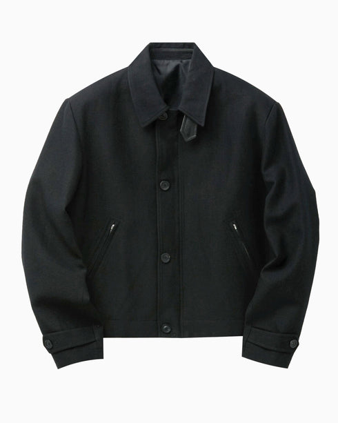 Wool Linen Blend Leather Tab Jacket