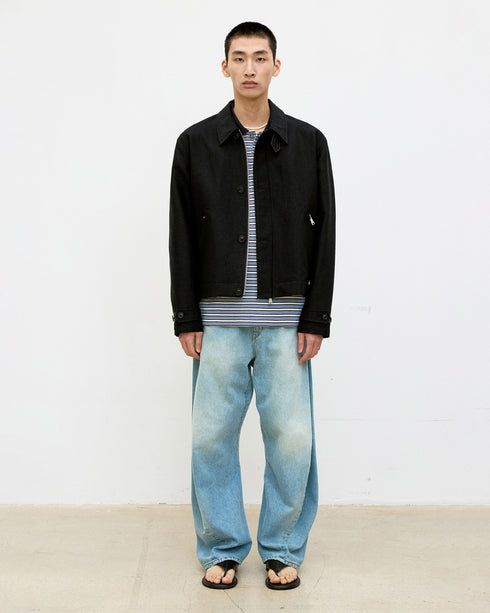 Wool Linen Blend Leather Tab Jacket