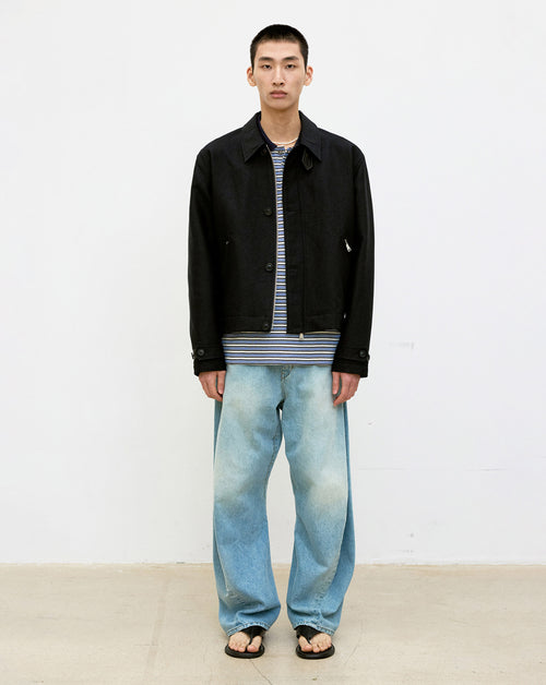 Wool Linen Blend Leather Tab Jacket