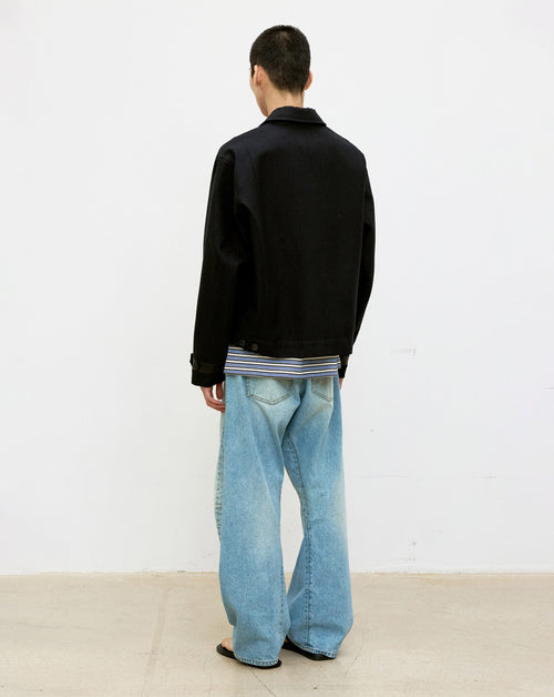 Wool Linen Blend Leather Tab Jacket