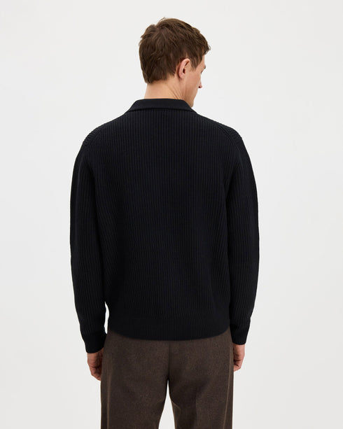 Ribbed Wool Zip Cardigan