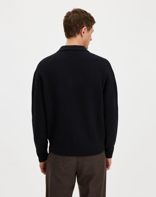Ribbed Wool Zip Cardigan