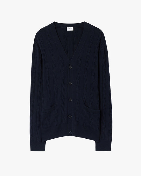 Braided Cotton Merino Cardigan