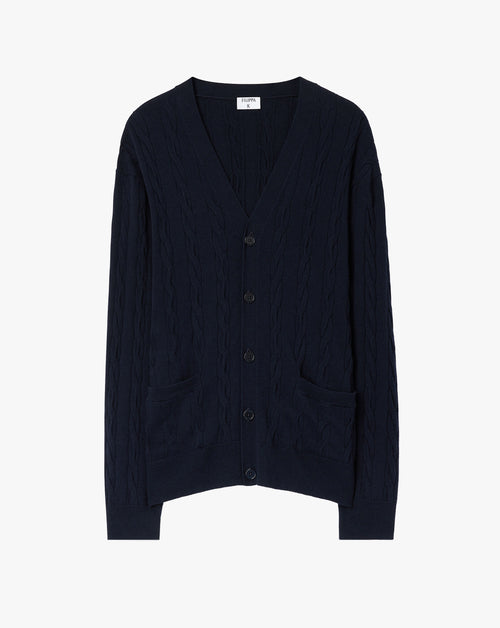 Braided Cotton Merino Cardigan