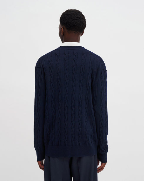 Braided Cotton Merino Cardigan