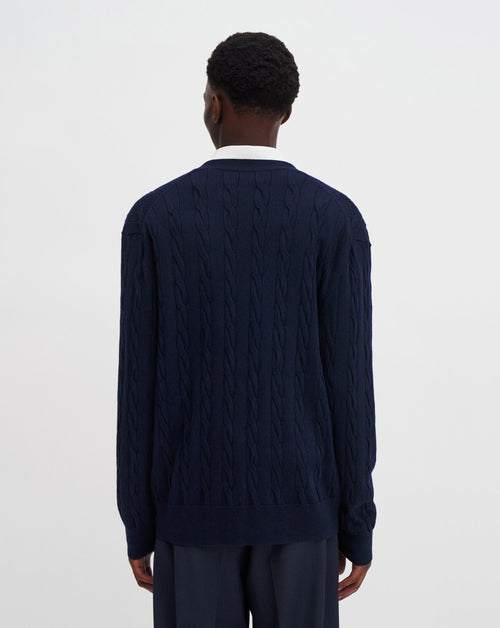 Braided Cotton Merino Cardigan