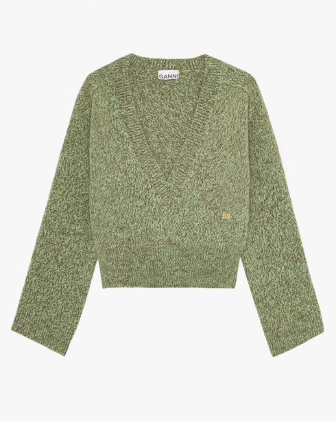 Brushed Mohair Mix V-Neck Sweater