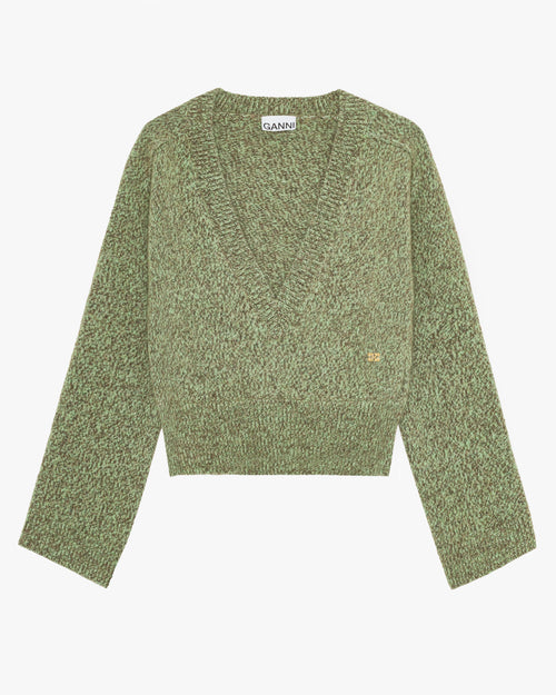 Brushed Mohair Mix V-Neck Sweater