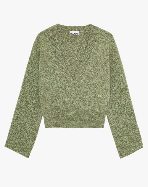 Brushed Mohair Mix V-Neck Sweater