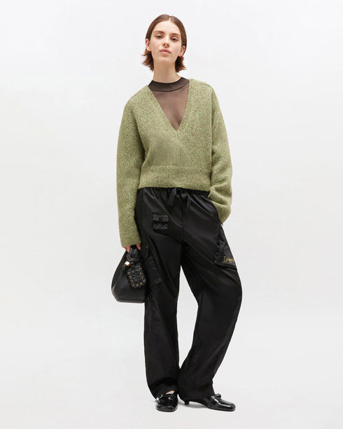 Brushed Mohair Mix V-Neck Sweater