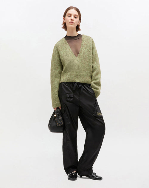 Brushed Mohair Mix V-Neck Sweater