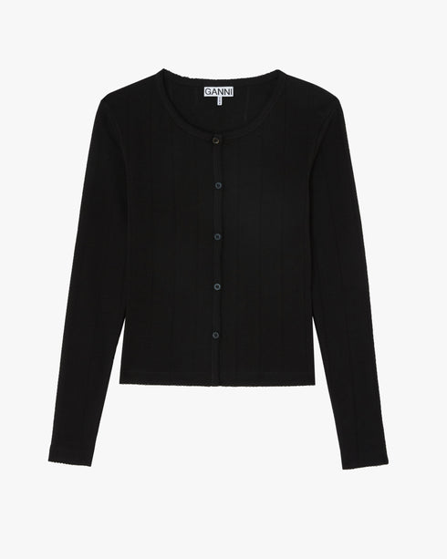 Pointelle Rib Jersey Cardigan