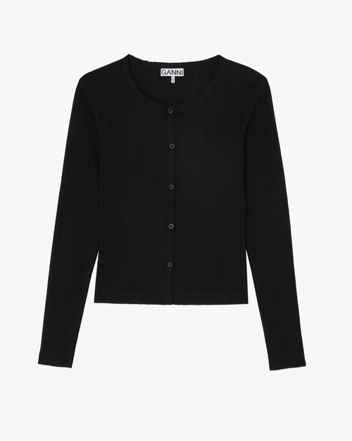 Pointelle Rib Jersey Cardigan
