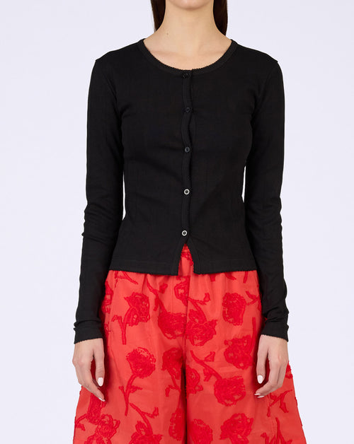 Pointelle Rib Jersey Cardigan
