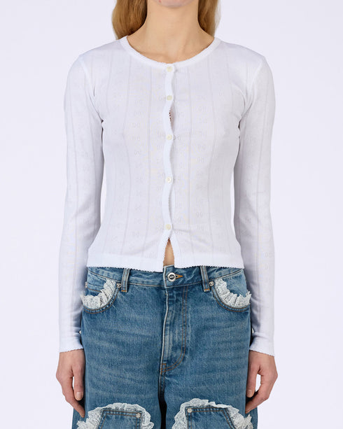 Pointelle Rib Jersey Cardigan