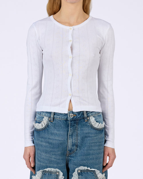 Pointelle Rib Jersey Cardigan