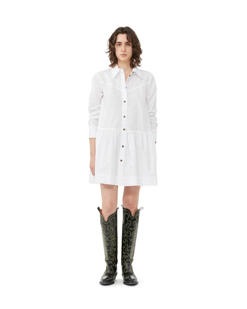 Cotton Poplin Mini Shirt Dress