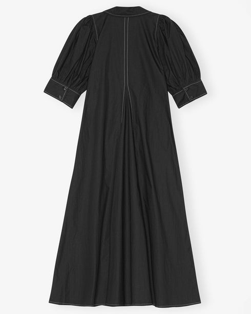 Cotton Poplin V-Neck Dress