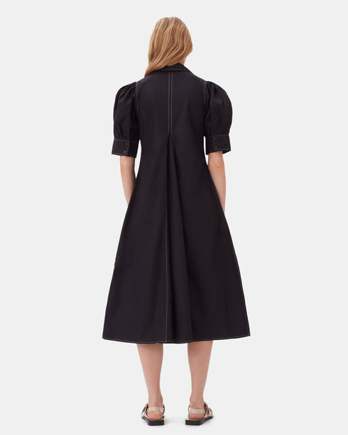 Cotton Poplin V-Neck Dress