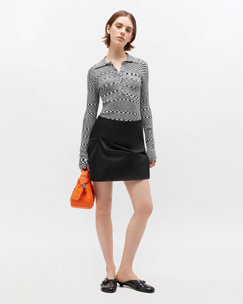 Duchesse Nylon Tuck Detail Mini Skirt