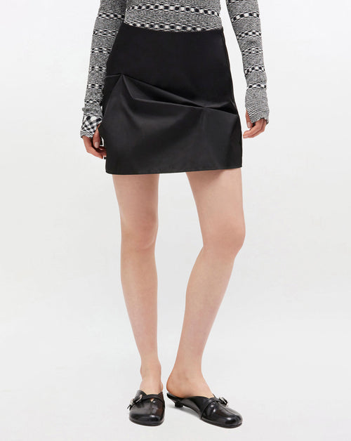 Duchesse Nylon Tuck Detail Mini Skirt