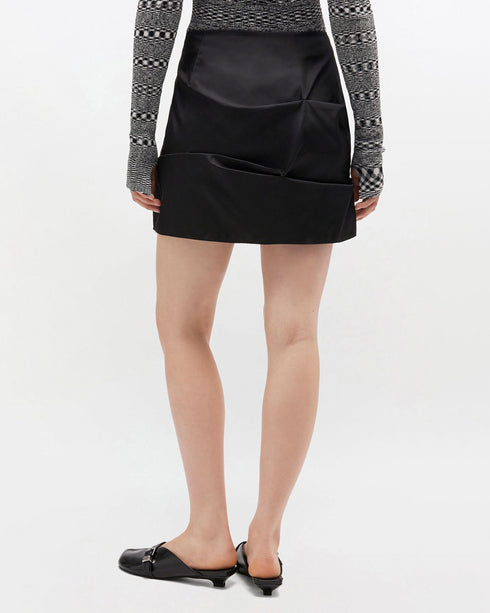 Duchesse Nylon Tuck Detail Mini Skirt