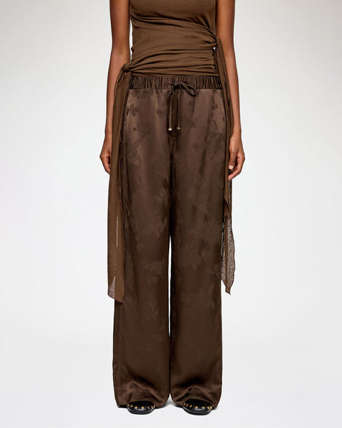 Fluid Satin Jacquard Elasticated Pants