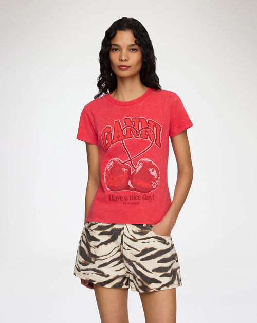 Cherry Print Baby Fit T-Shirt