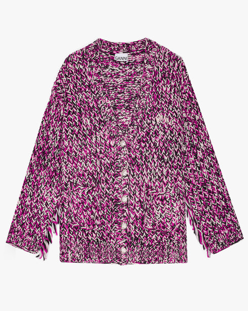Graphic Wool Handknit Cardigan