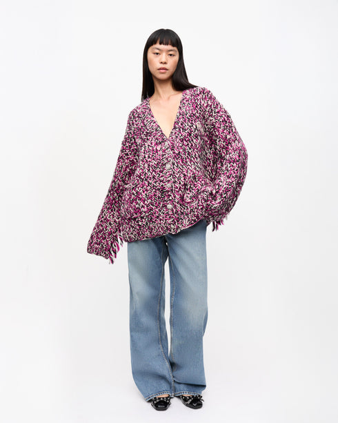Graphic Wool Handknit Cardigan