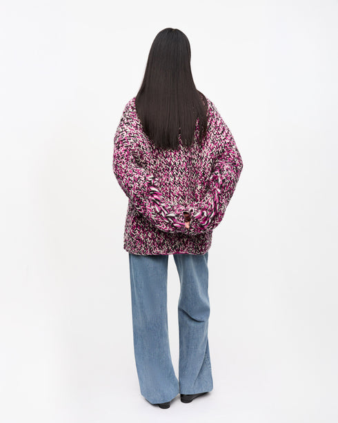 Graphic Wool Handknit Cardigan